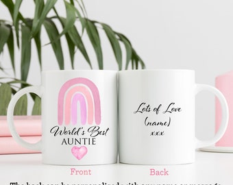 Pink Regenbogen World's Best Tante Tasse | Personalisierte Geburtstagsgeschenk Tasse | Tasse | Tante | Tante