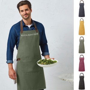 Personalised PR144 Annex Oxford Bib Cotton Apron - Name/Logo Hospitality Pub Restaurant Bar | Barbecue Apron | Waiter Waitress Server