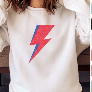 Glitter Lightning Bolt Sweatshirt: Pastel Color Jumper