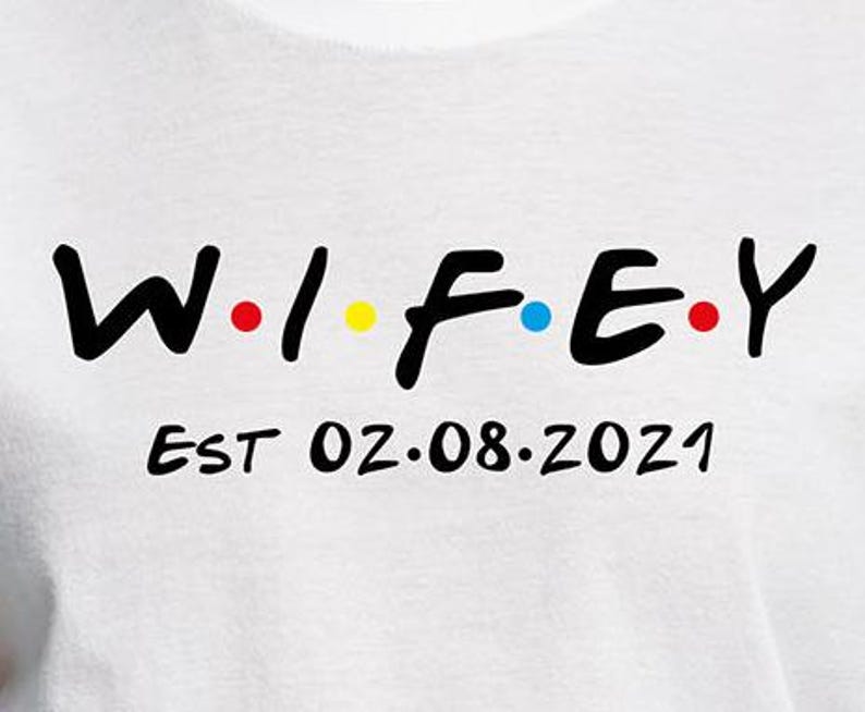 Personalised Hubby / Wifey T-Shirts with Wedding Date | Matching Couple Shirts | Anniversary Gift for Husband & Wife image 5