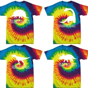 Kids Personalised Dinosaur Rainbow T-Shirt TD02B - Any Name Children&#39;s Birthday Dino