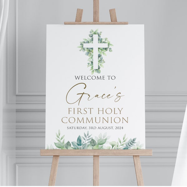 Personalised First Holy Communion Welcome Sign FHC002 Physical Print or Digital File, Communion Board, Welcome Board 1st Holy Communion