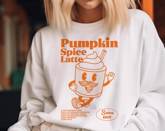 Pumpkin Spice Latte Sweatshirt: Autumn Cartoon Sweater