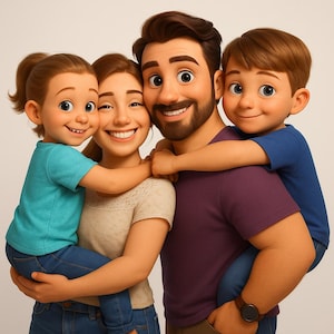 Custom Pixar-Style Cartoon Portrait | Personalised Digital Artwork of Couples, Families & Pets Wedding Holidays | Unique Gift Illustration