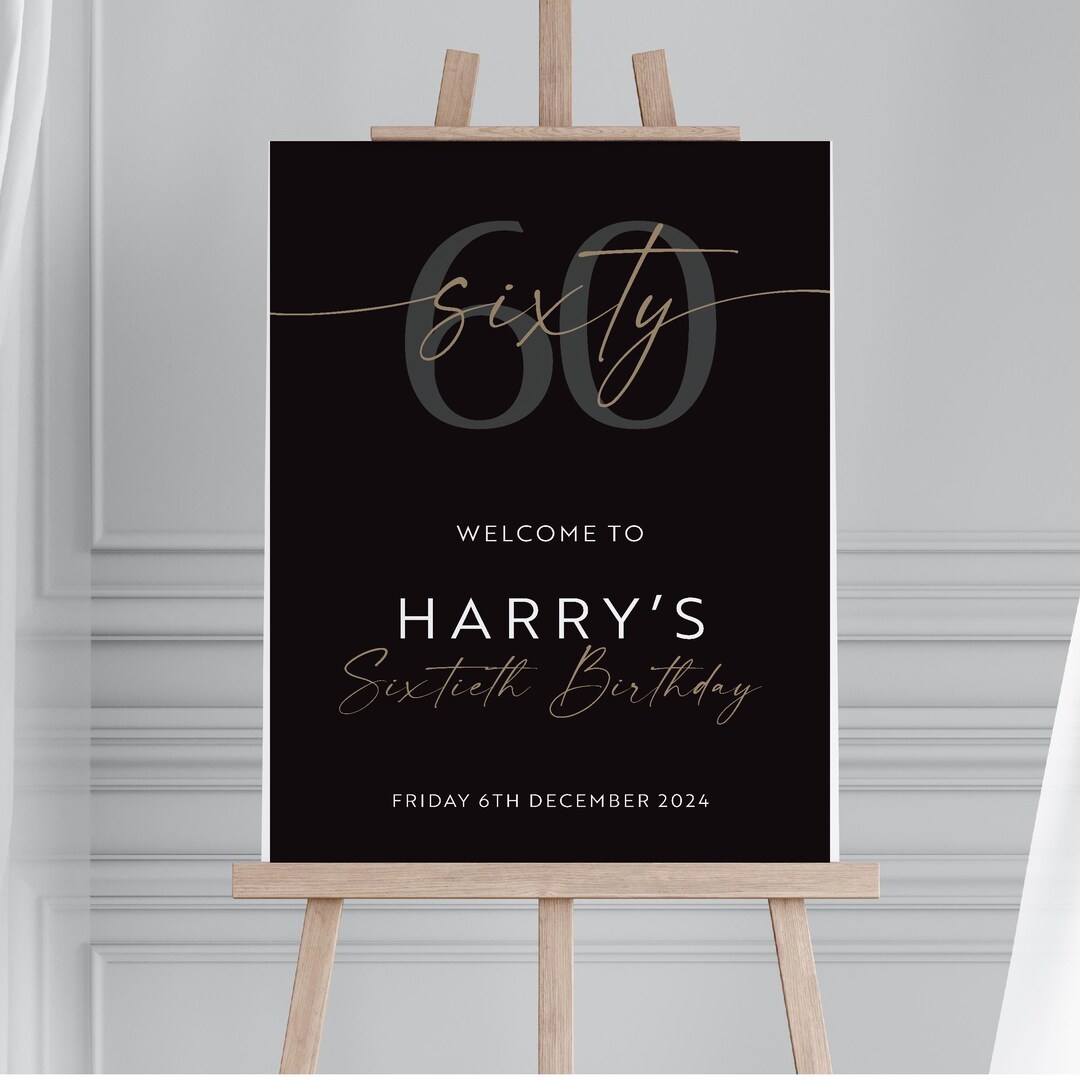 Personalised Board 60th Birthday Welcome Sign: A1/A2 Portrait (physical ...