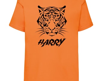 Kids Personalised TIGER T-Shirt - Any Name Children's Birthday or Christmas Gift