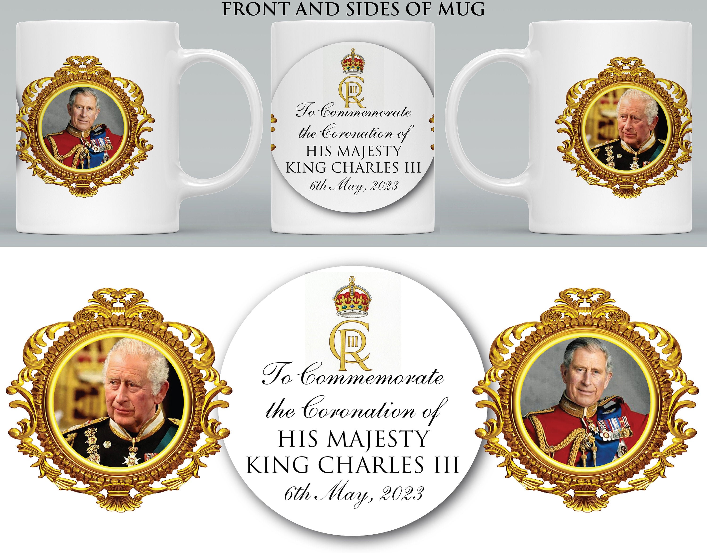Tasse Commémorative Couronnement Du Roi Charles III 2023 - En émail Blanc, Neuf Sous Emballage