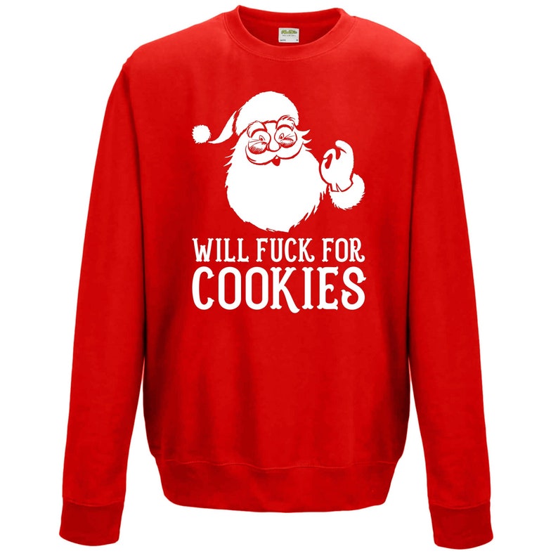 Will Fk For Cookies JH030 Rude Funny Naughty Christmas Sweatshirt Jumper Sweater Joke Christmas Jumper Bad Santa image 2