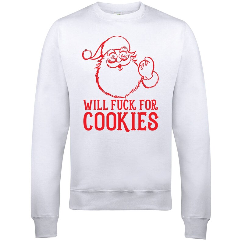 Will Fk For Cookies JH030 Rude Funny Naughty Christmas Sweatshirt Jumper Sweater Joke Christmas Jumper Bad Santa image 3