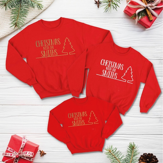 Sudaderas navideñas con (apellido familiar) JH030J Jerséis navideños a  juego Suéteres navideños para la familia