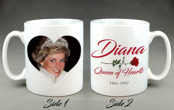 Diana Queen Of Hearts Mug Commemorative Princess Royal 10oz Etsy Uk