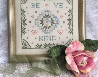 A Little Quaker Gem - Be Ye Kind : PDF DOWNLOAD - Cross Stitch & Decorative Stitches | Hanging Ornamental or Framed