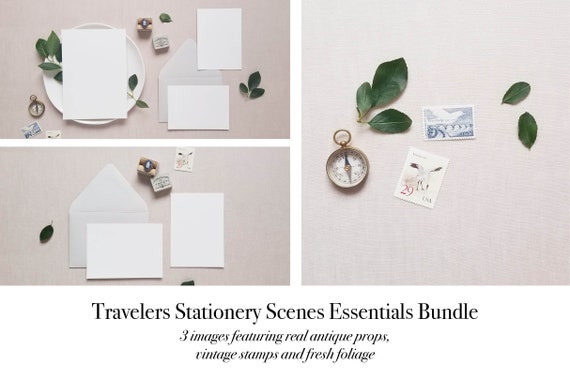 Travelers Styled Stationery Mini Neutral Romantic Invitation Travelers Styled Stationery Mini Neutral Romantic Invitation