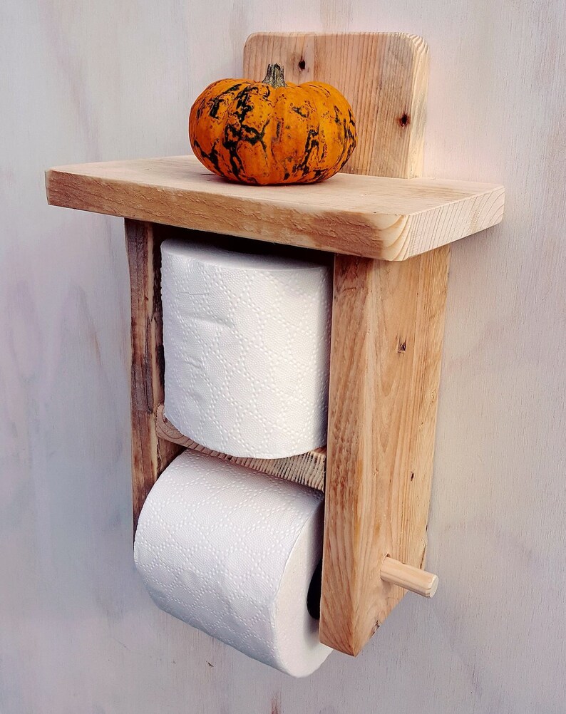 Bespoke rustic shelf toilet roll holder and stand handmade Etsy