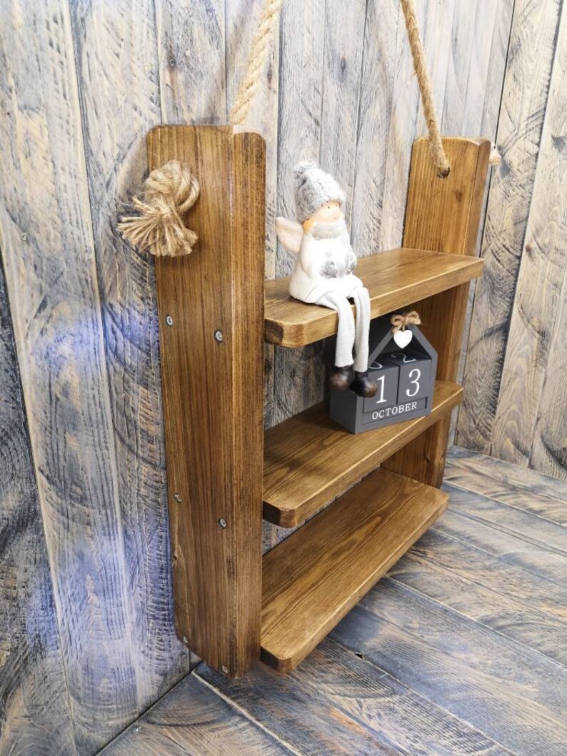 BESPOKE hanging ladder shelf 12 colours from reclaimed wood Etsy