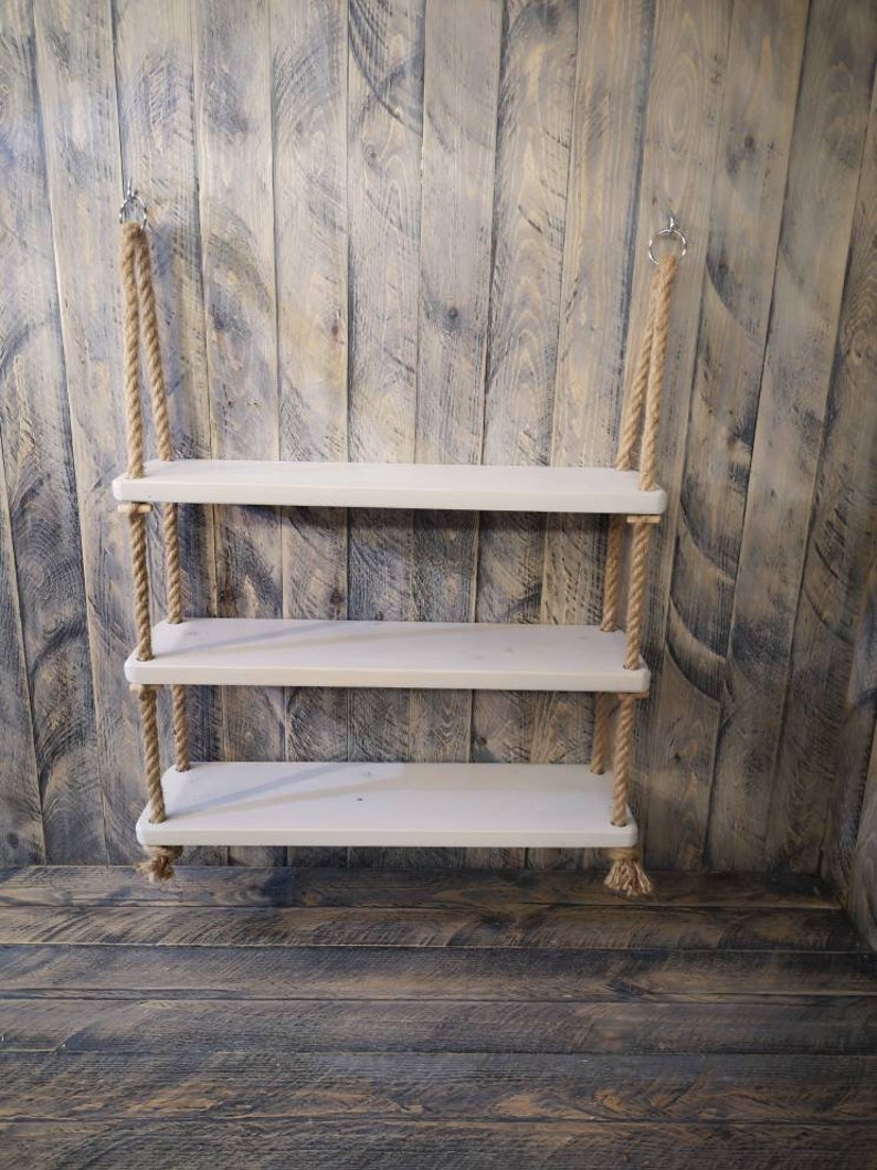 Beautiful hanging ladder shelf with rope for bathroom / Etsy