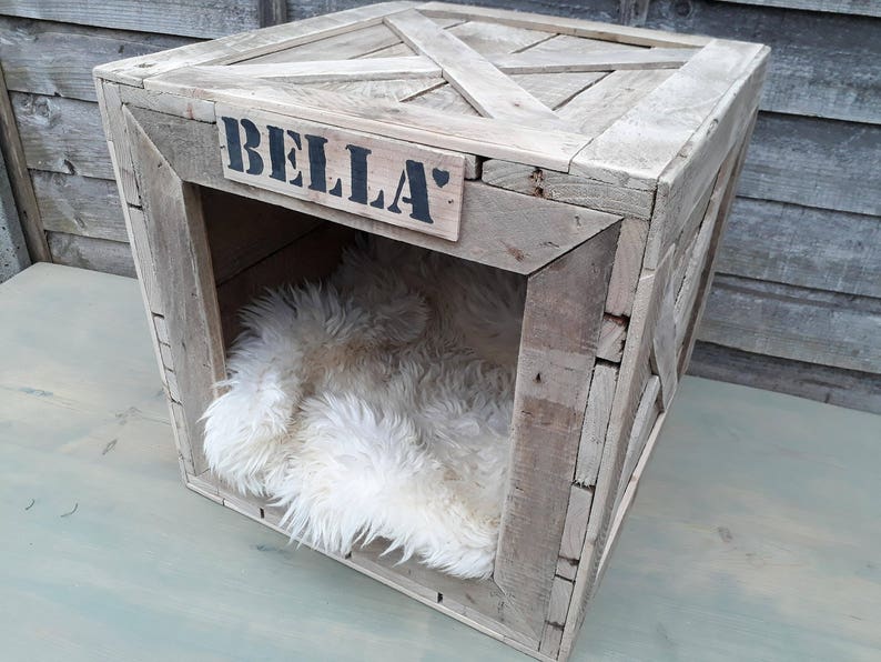 Handmade natural rustic wooden crate cat dog pet house shelter Etsy