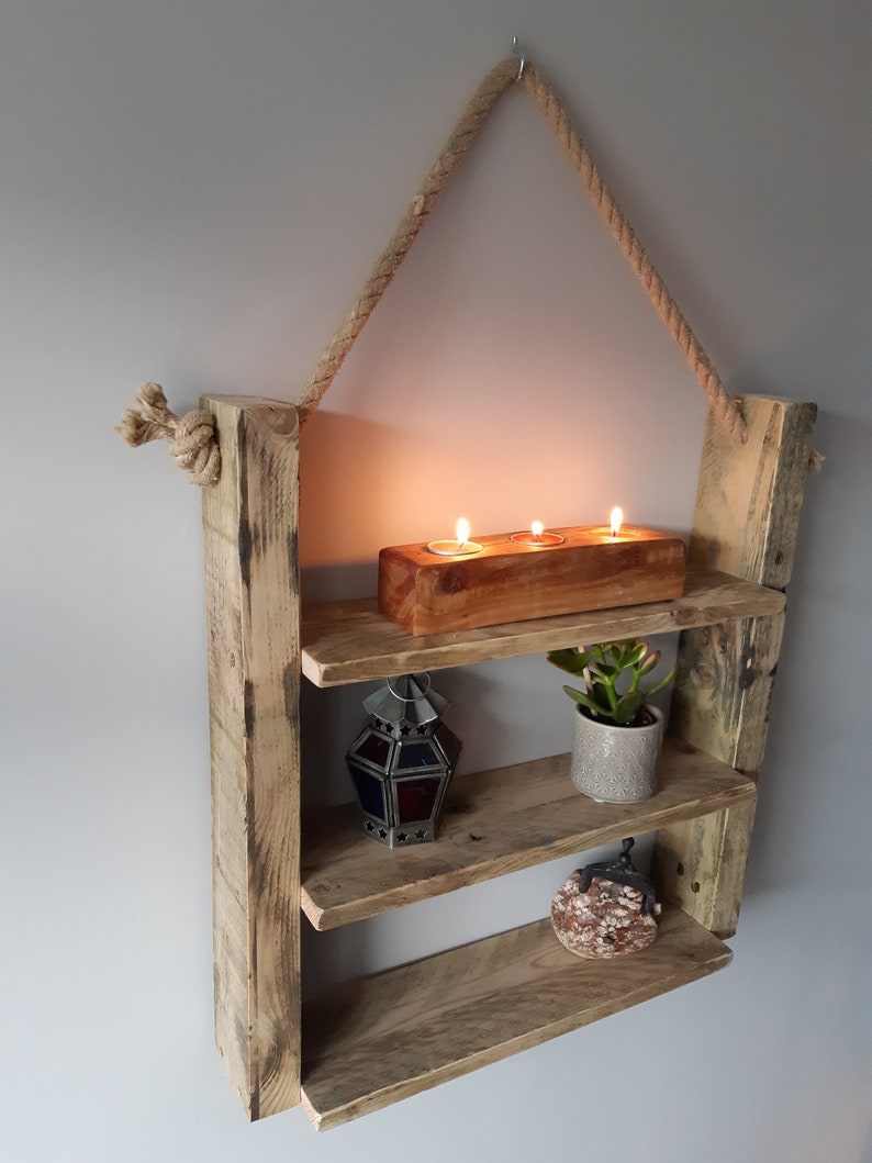 BESPOKE hanging ladder shelf 12 colours from reclaimed wood Etsy