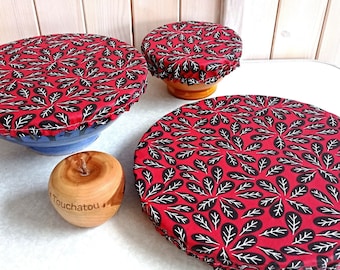 Sets of charlottes of your choice in coated cotton with Autumn pattern to cover round dishes, salad bowls, zero waste pie molds