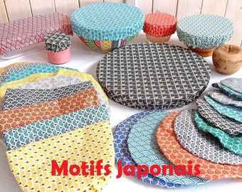 Flat round rectangular or oval charlotte in coated cotton Japanese pattern zero waste food charlotte