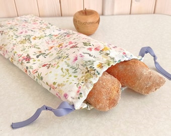 Coated cotton baguette bag bakery bag zero waste bread bag