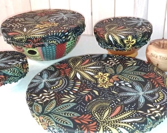 Sets of charlottes of your choice in coated cotton Jungle pattern to cover round dishes bowls salad bowls zero waste pie molds