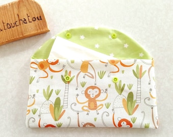 Pochette range serviette de table en coton enduit double épaisseur serviette de cantine motif caméléon zéro déchet