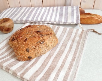 Sac à pain ou baguettes en coton enduit  sac de boulangerie sac à vrac zéro déchet