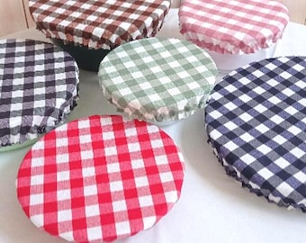 Charlottes couvre plats à l'unité ou par lot en coton enduit Vichy lavable réutilisable zéro déchet