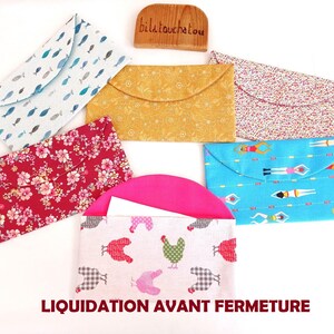 Pochette range serviette de table motifs au choix en coton enduit imperméable double épaisseur pour serviette en tissu zéro déchet