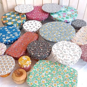 charlotte coated cotton dish cover for round rectangular or oval dish bowl salad bowl pie dish small pot flower patterns zero waste image 7