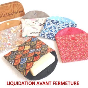 Etuis à savon ou shampoing solide en coton enduit imperméable motif au choix zéro déchet