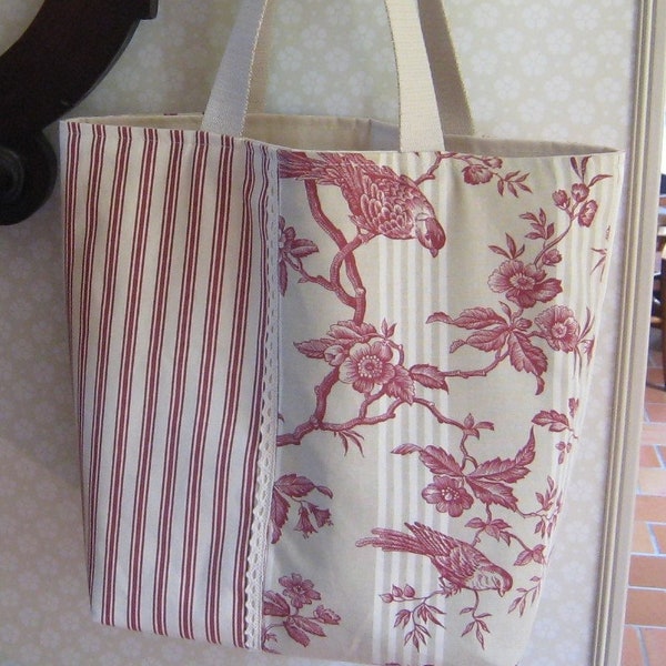 Sac cabas toile de jouy