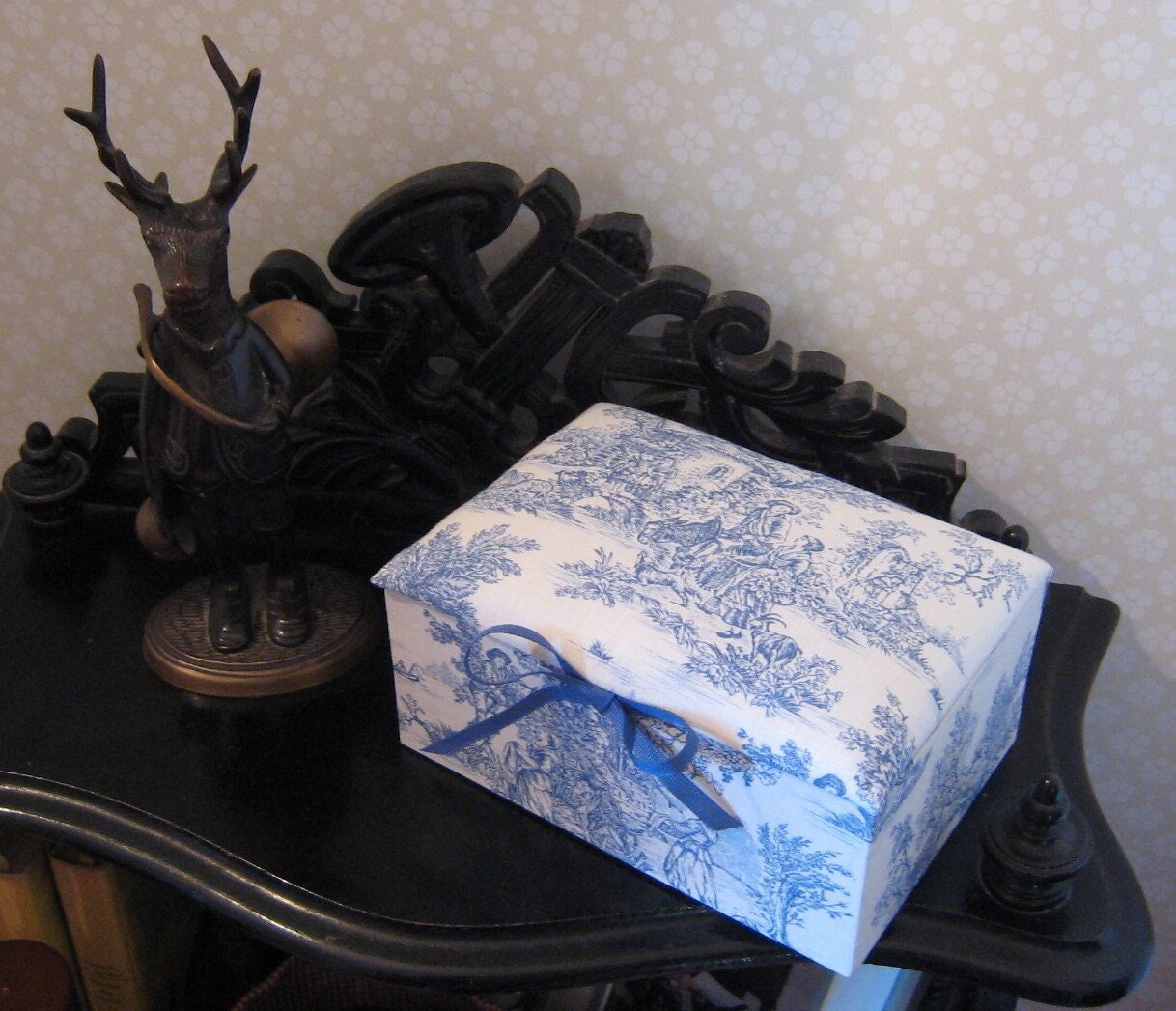 Boîte Toile de Jouy Bleue