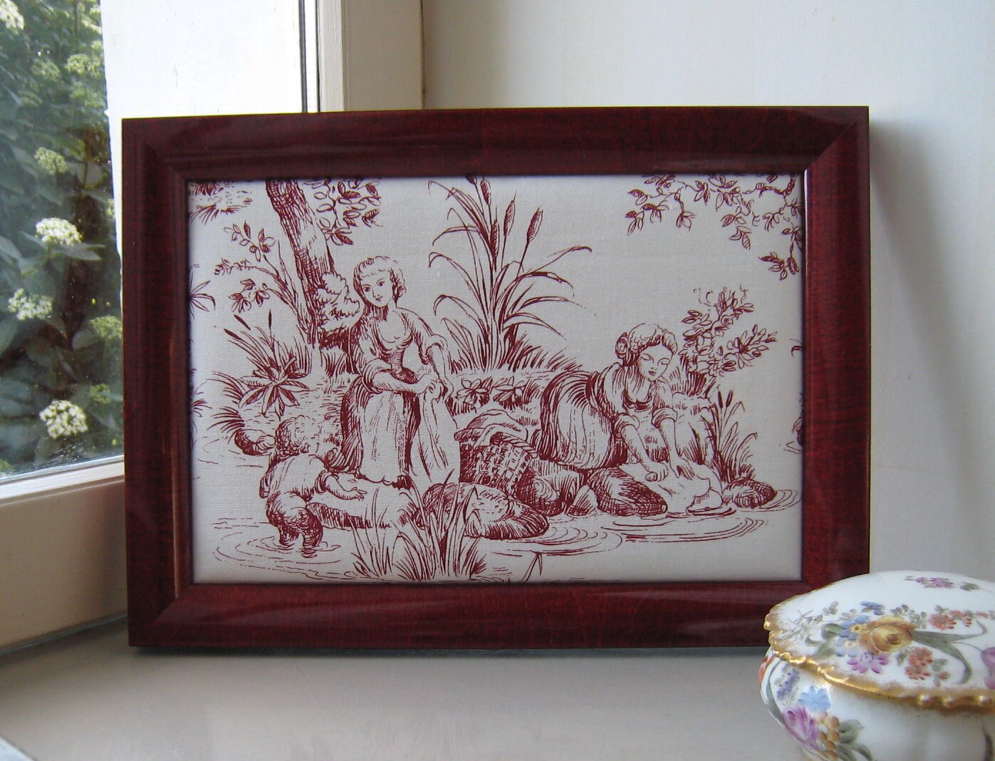 Cadre Toile de Jouy Scène Champêtre Campagne Chic