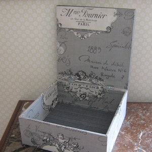 Boîte, coffret de rangement style toile de jouy grise image 5