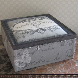 Boîte, coffret de rangement style toile de jouy grise image 6