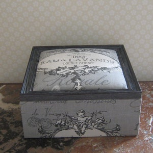 Boîte, coffret de rangement style toile de jouy grise image 3