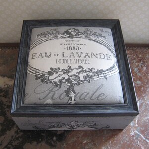 Boîte, coffret de rangement style toile de jouy grise image 4