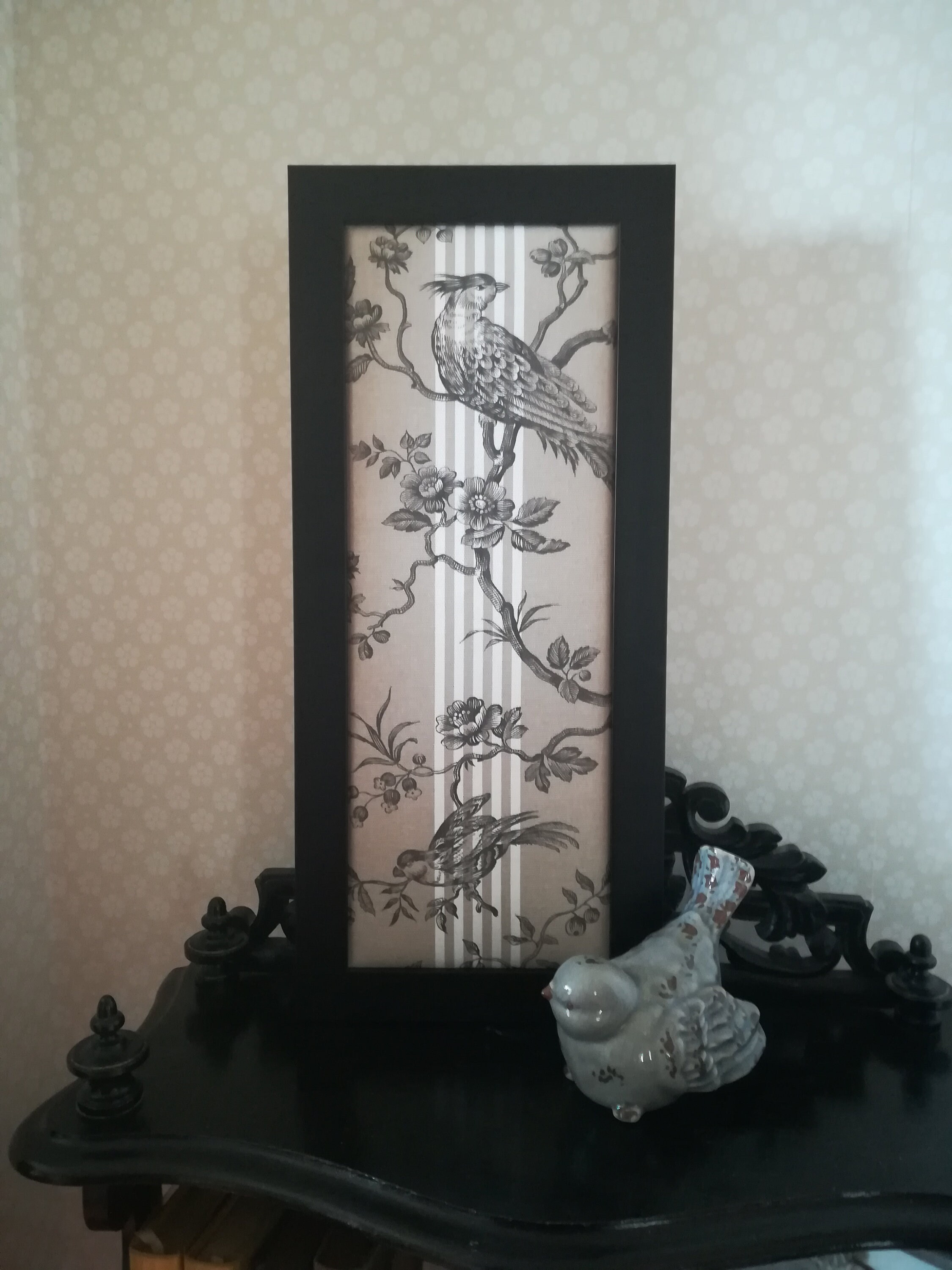 Cadre Toile de Jouy Oiseaux Style Campagne Chic