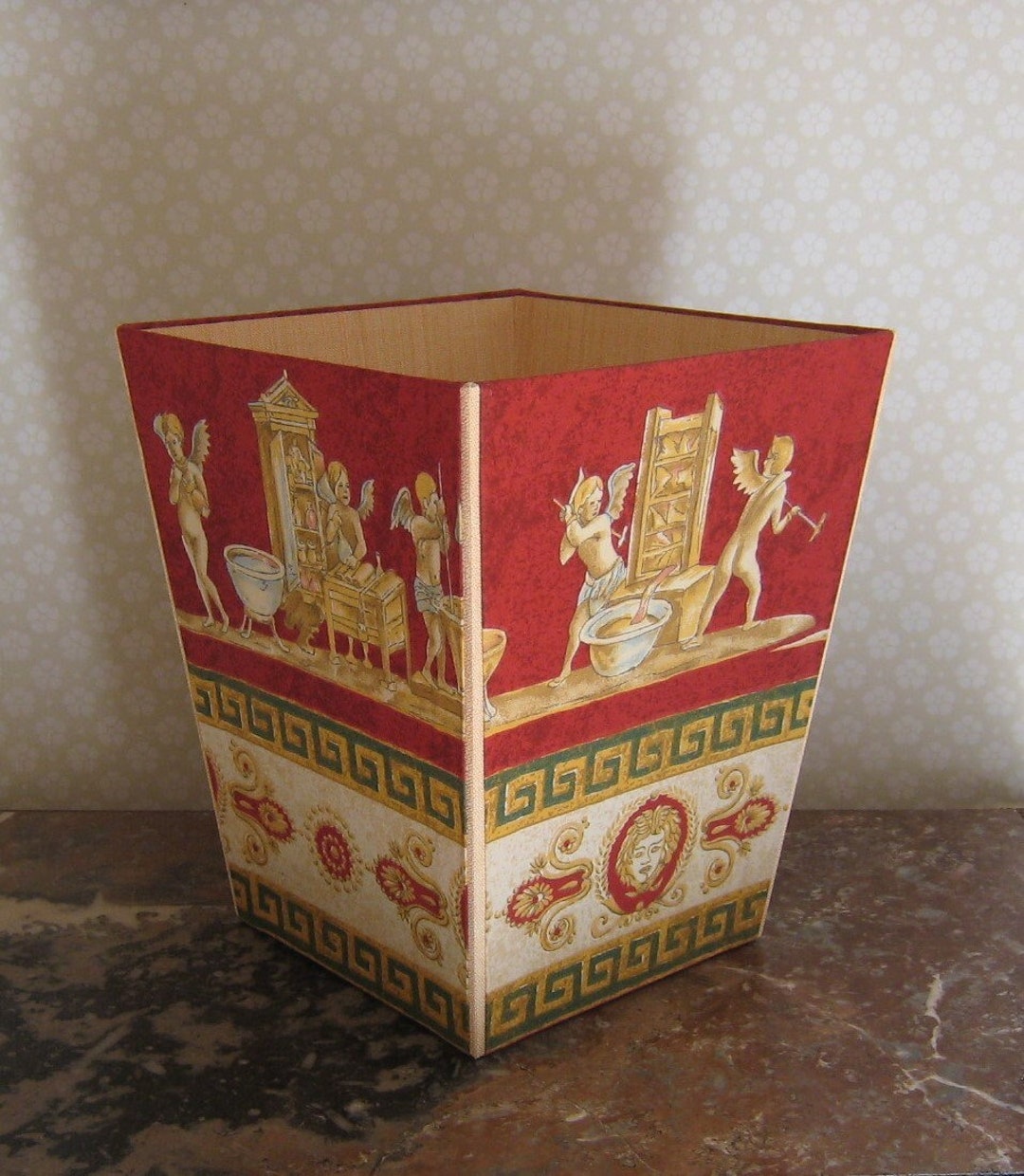 Waste Paper Basket Office Basket Fabric Decorated With Etsy