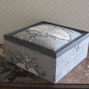 Boîte, coffret de rangement style toile de jouy grise image 2