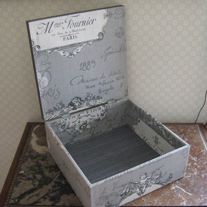 Boîte, coffret de rangement style toile de jouy grise image 8