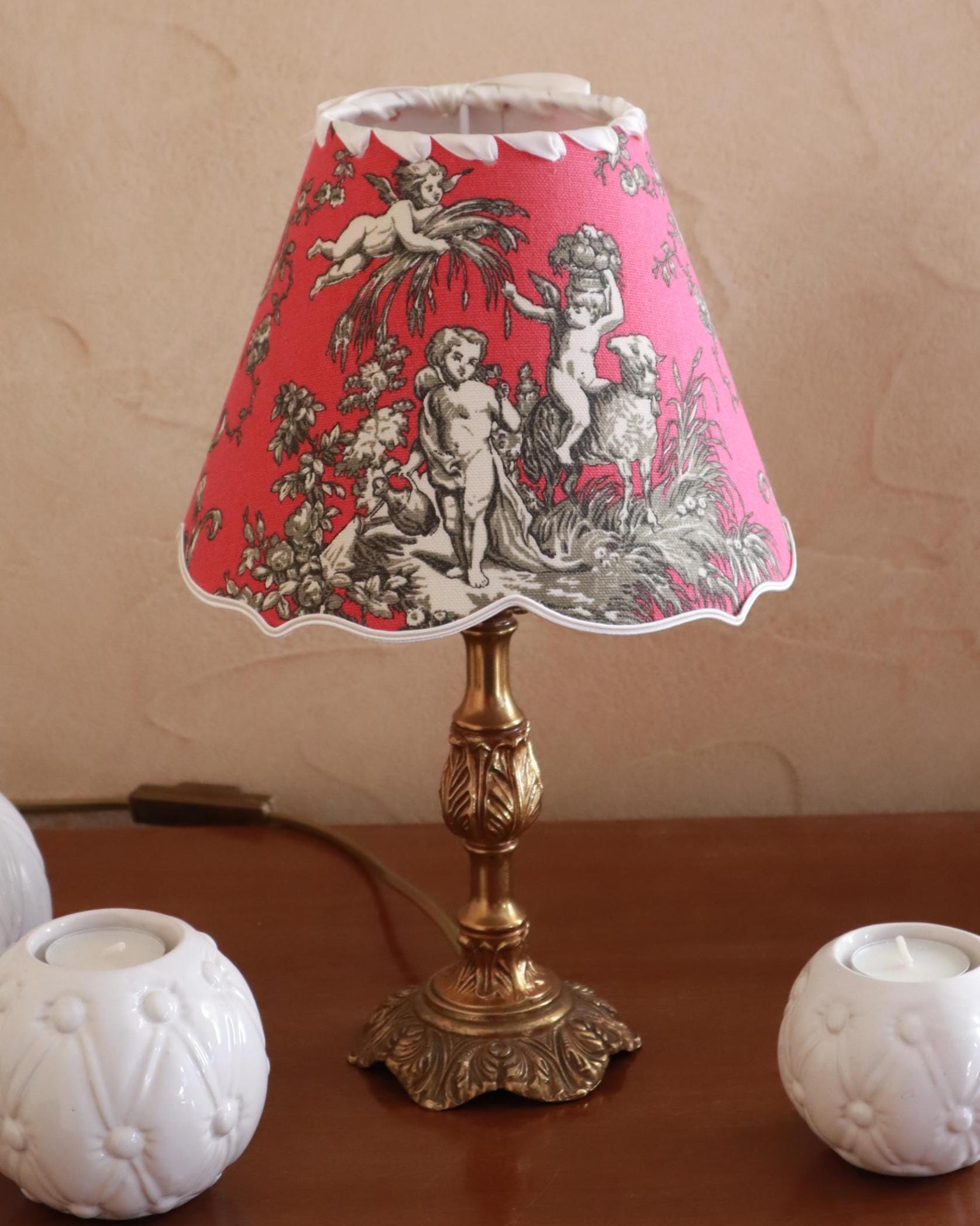 Abat-jour Festonné En Toile De Jouy Pastorale
