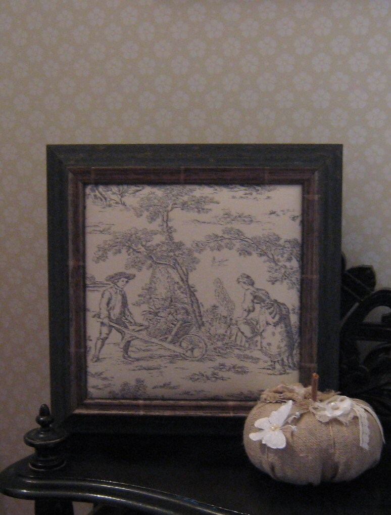 Cadre Toile de Jouy Grise