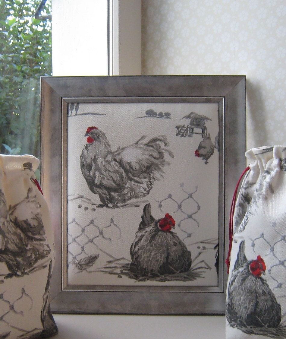 Cadre Tissu Poules