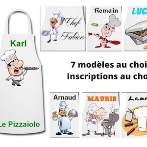 Tablier personnalisé, Prénom, texte et dessin ou photo au choix, Pizzaiolo, Barbecue, Cuisinier image 9