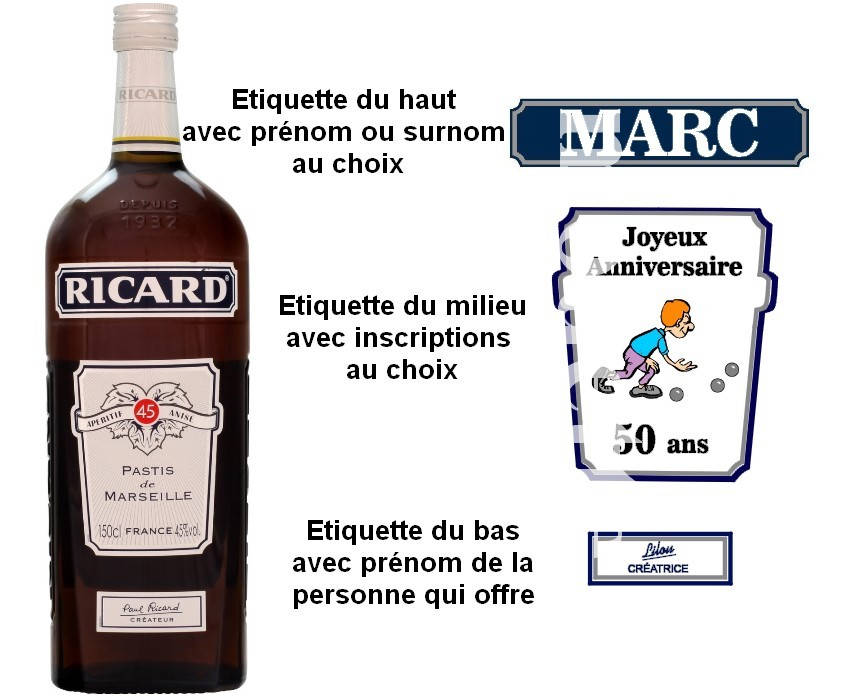 Personalized Ricard Labels For Bottle Registrations To Choose Etsy Hong Kong