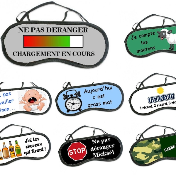 Masque de nuit de sommeil personnalisé, 8 modèles humour au choix