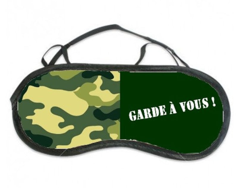 Masque de nuit de sommeil personnalisé, 8 modèles humour au choix militaire